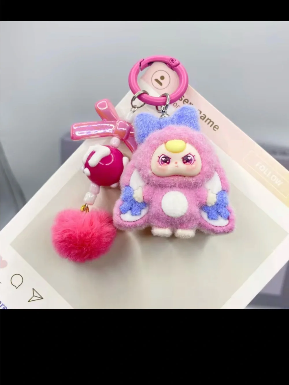 Cute Plush Animal Keychain for Kids - Pink or Green